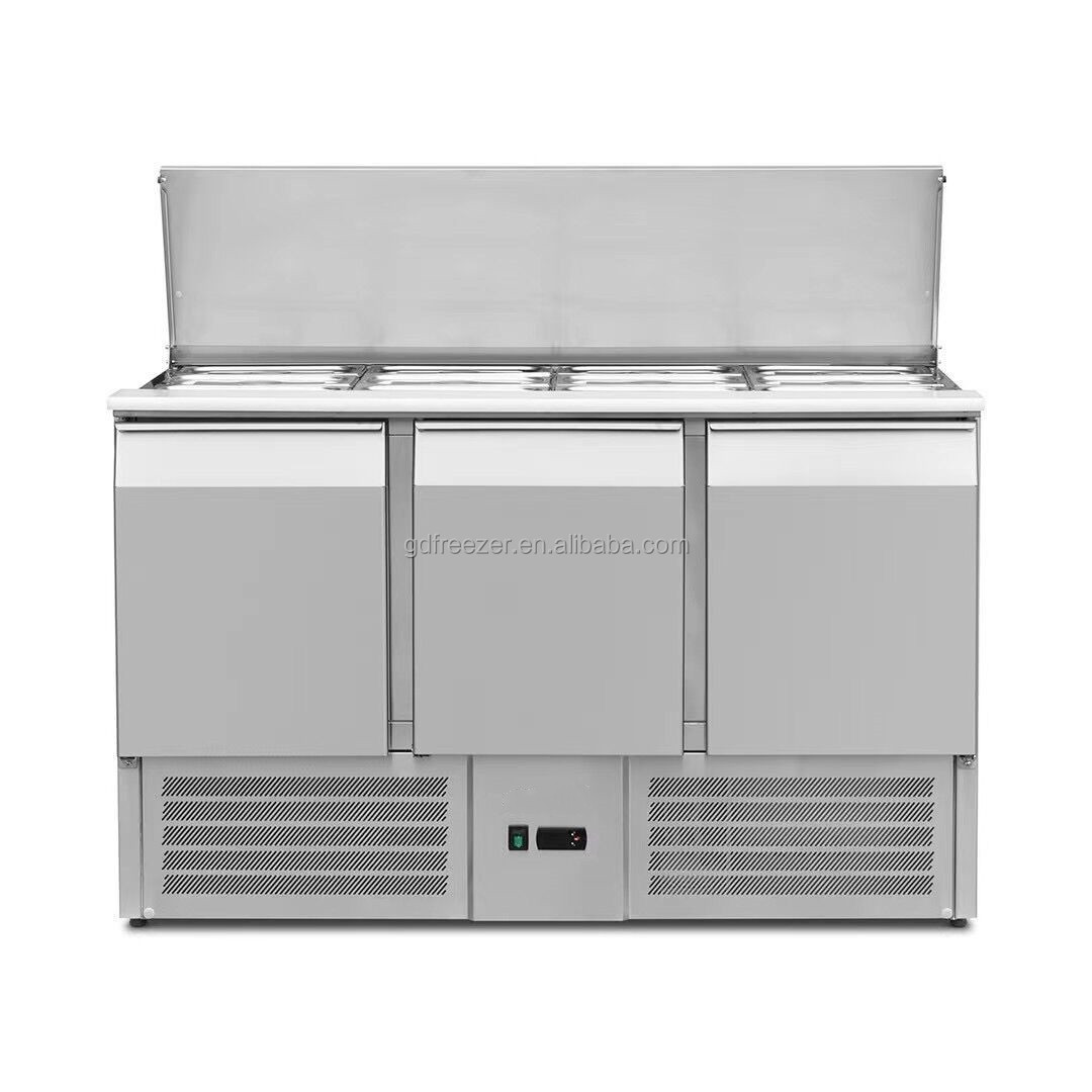 Commercial Saladette refrigeration sandwich prep tables Salad fridge bar Salad Pizza counter refrigerator display with stock