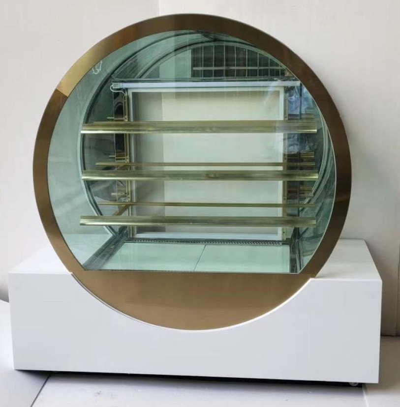 Round glass design Sushi display refrigerator/Cake Pastry display refrigerator counter