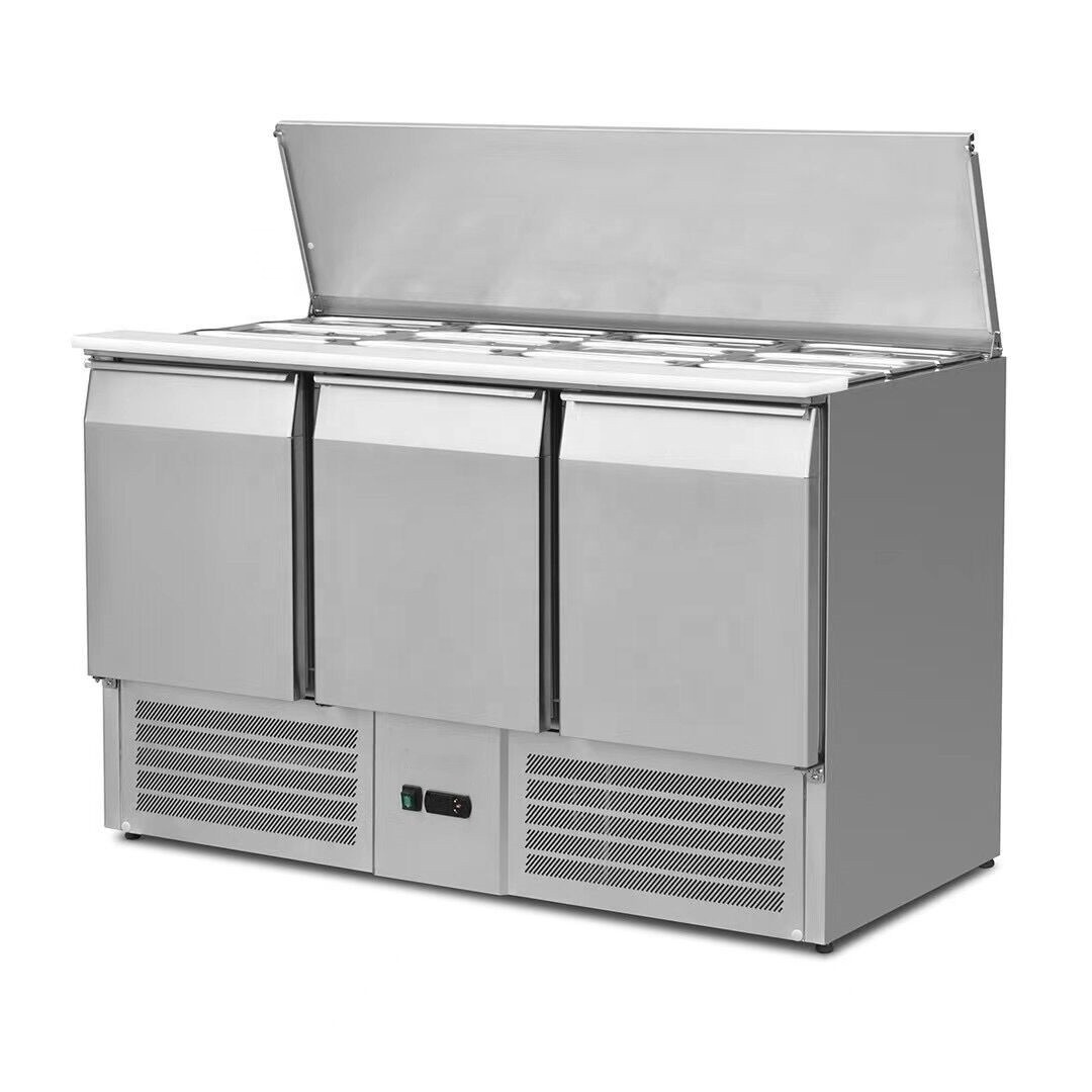 Commercial Saladette refrigeration sandwich prep tables Salad fridge bar Salad Pizza counter refrigerator display with stock