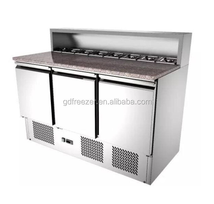 Ventilated refrigeration food prepare worktable refrigerator salad/sandwich/pizza counter chiller prep table with cover