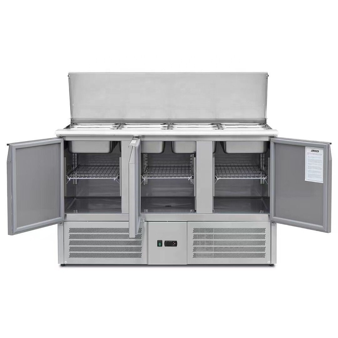 Commercial Saladette refrigeration sandwich prep tables Salad fridge bar Salad Pizza counter refrigerator display with stock