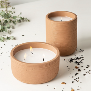 New arrival home decor custom matte concrete candle bowl wholesale cement candle vessel jars