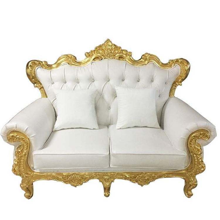 King and queen high back cheaper gold throne chairs royal luxury wedding chair for groom and bride Antique Hotel Chair Banquet