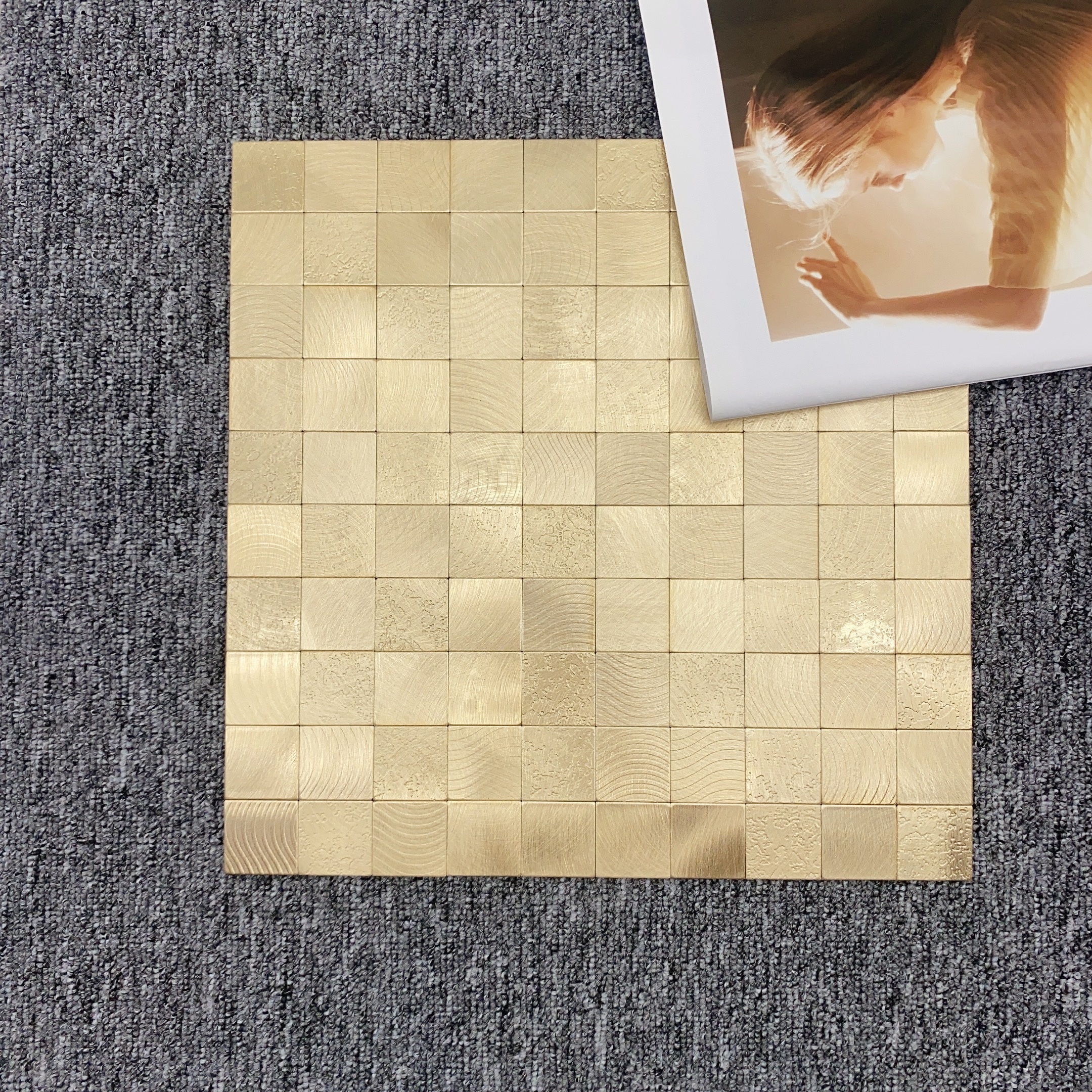 Factory sale gold square stick and peel tiles mosaic tile for kitchen and bathroom wall tile kitchen backsplash wall backsplash