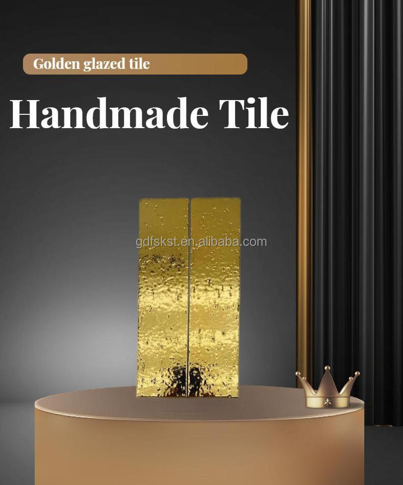 Backsplash Kitchen Bathroom Shower Glossy Glaze Ceramic Wall Golden Glazed Tiles Ceramic Wall Tiles