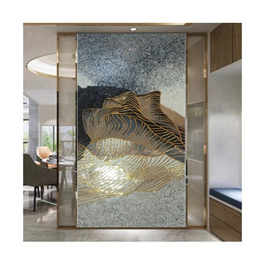 Modern gold/black marble surface stone tile for villa or hotel glass mirror mosaic art and craft  backsplash tile