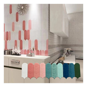 Modern Nordic Style Artistic Irregular Feather Shaped Pink Ceramic Tiles