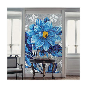 Custom blue flower mosaic art backsplash living room backsplash for apartment wall tile mosaic