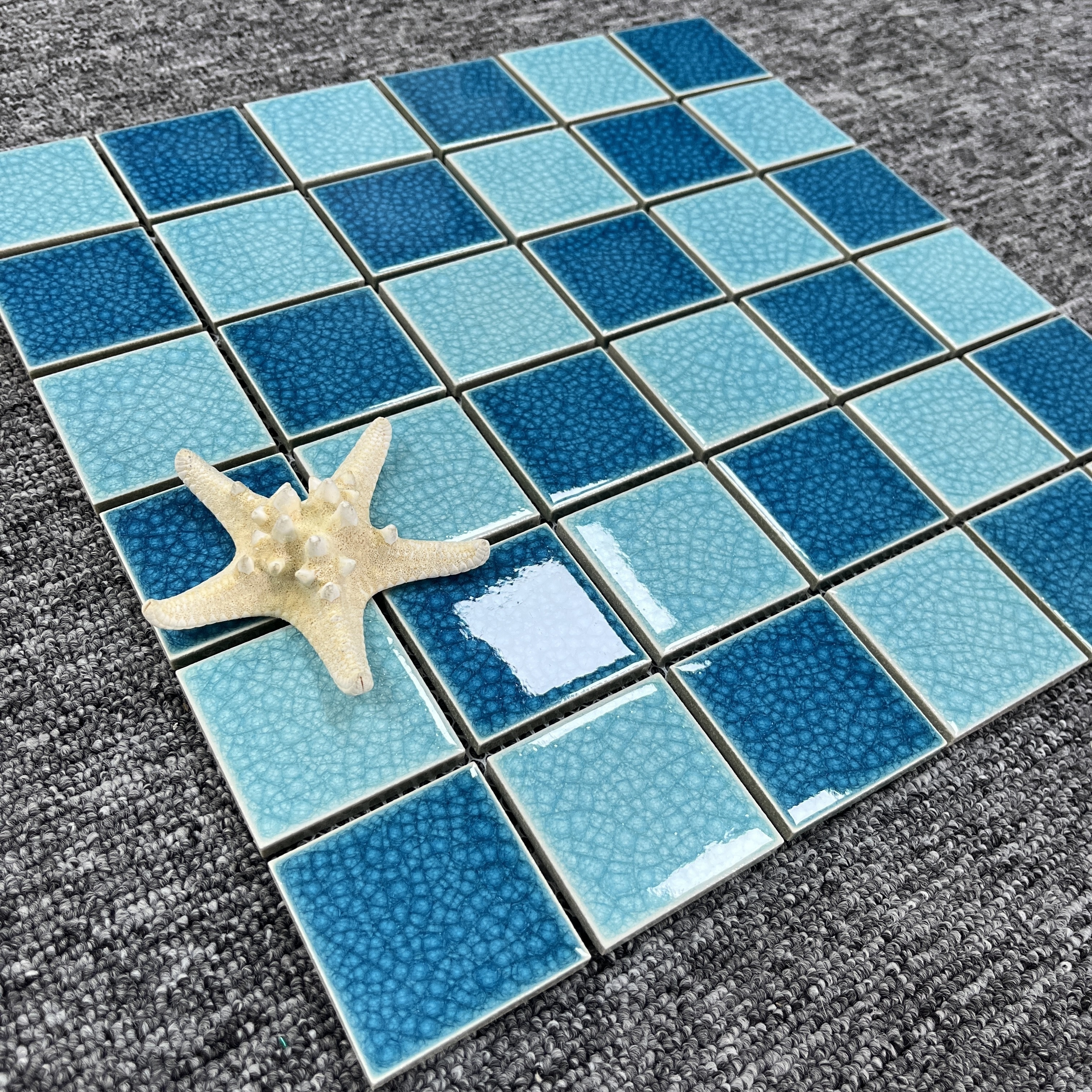 Mixed Color Blue Ceramic mosaic design cheap swimming pool tile for sale