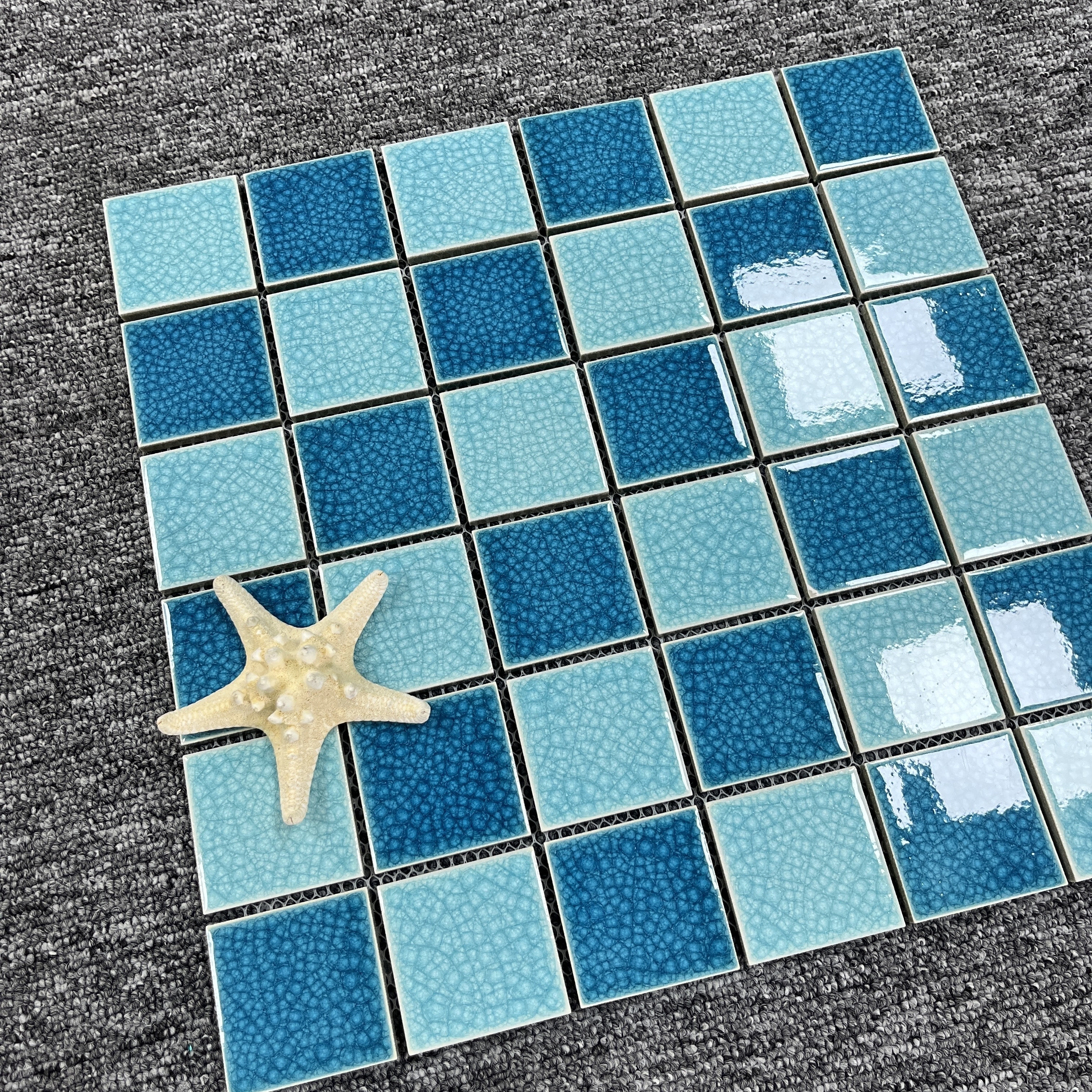 Mixed Color Blue Ceramic mosaic design cheap swimming pool tile for sale