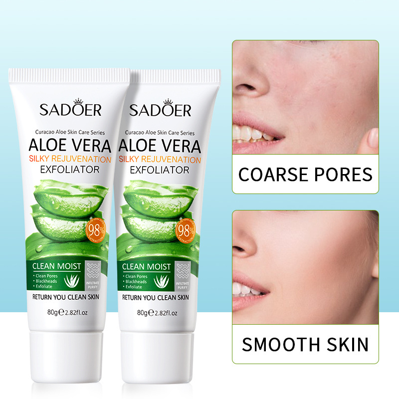 OEM ODM Aloe Exfoliating Whitening Moisturizing Exfoliating Facial Scrub  Sadoer Aloe Vera Face Scrubber Cream Exfoliator Scrub