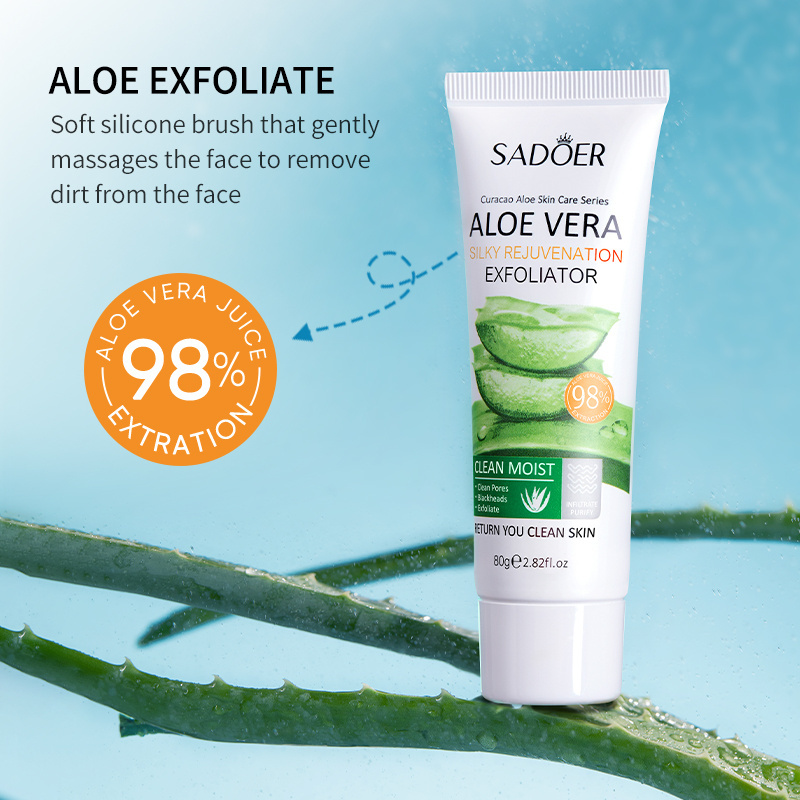 OEM ODM Aloe Exfoliating Whitening Moisturizing Exfoliating Facial Scrub  Sadoer Aloe Vera Face Scrubber Cream Exfoliator Scrub