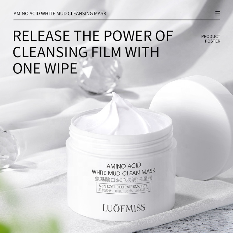 LUOFMISS private label amino acid oil control cleansing whitening cleansing skin care products face facial mask mud