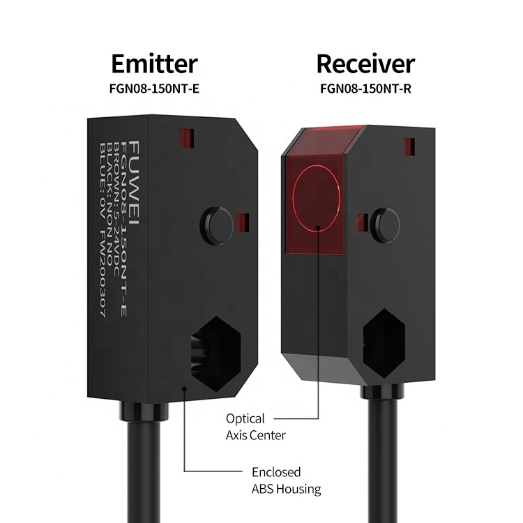 FUWEI FGN08-150NT Through Beam Photoelectric Sensor Accurate Detection Small Square Photoelectric Switch