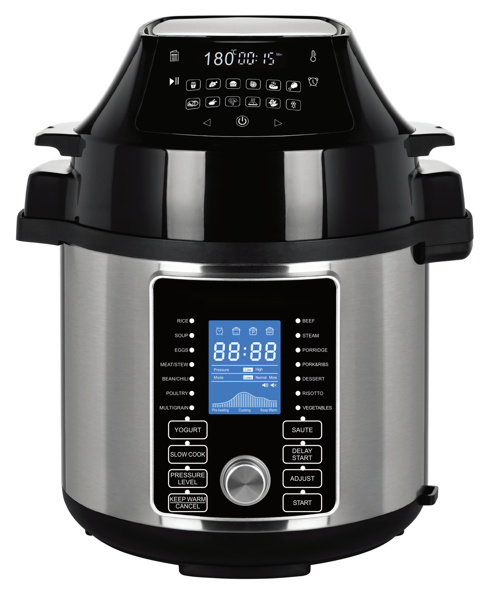 All-in-1 Pressure Cooker and Air Fryer with Dual Lid, Slow Cooker and More, Digital Touch Display, 6L Capacity,GTAP06-A