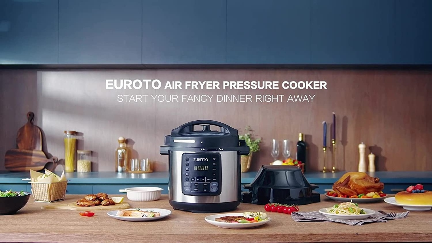 High Quality All-in-1 Pressure Cooker and Air Fryer with Dual Lid, Slow Cooker and More, Digital Touch Display, 6L Capacity