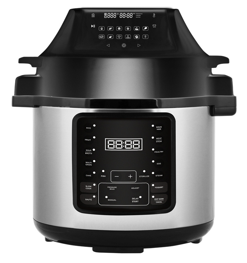 High Quality All-in-1 Pressure Cooker and Air Fryer with Dual Lid, Slow Cooker and More, Digital Touch Display, 6L Capacity