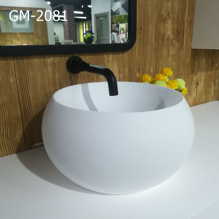 Hot Sale Bathroom Hand Wash Basin Oval Countertop artificial stone Black White Light Stone Bathroom Vessel Sink