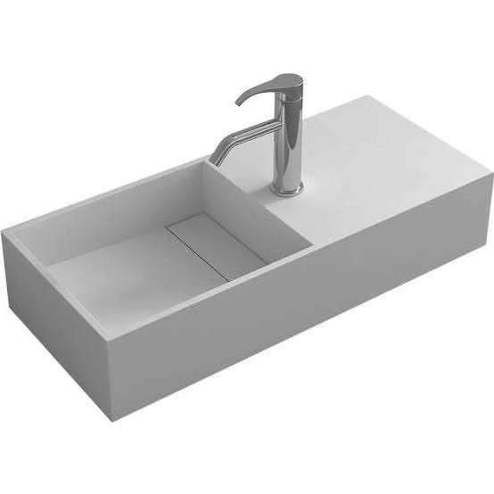 Hotel handmade Solid surface artificial stone white matte wall mounted wash basin