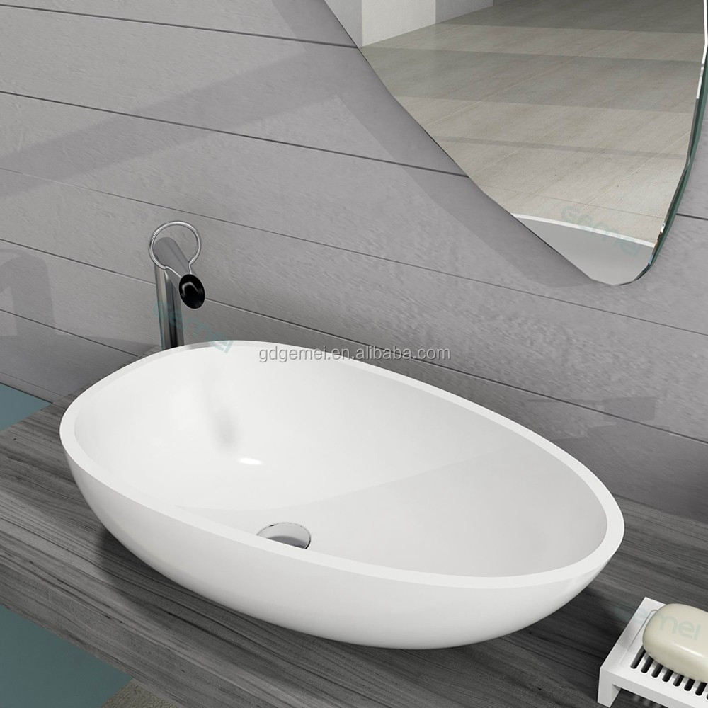 Solid surface Ceramic Hand Wash Basin Sink Bathroom Wash Basin Round Ceramic Table Top Basin