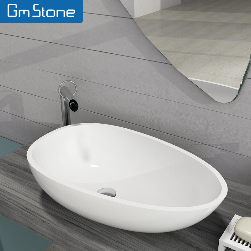 Solid surface Ceramic Hand Wash Basin Sink Bathroom Wash Basin Round Ceramic Table Top Basin