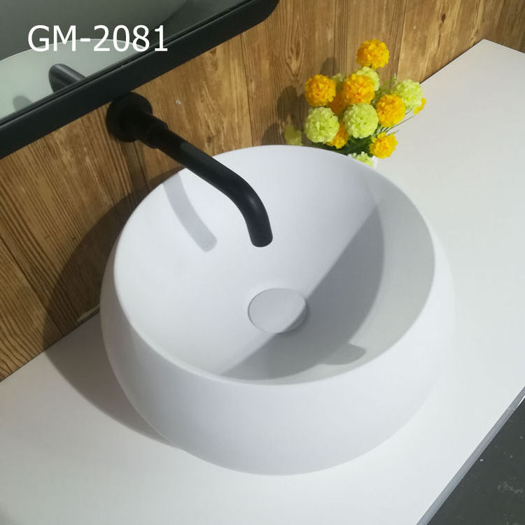 Hot Sale Bathroom Hand Wash Basin Oval Countertop artificial stone Black White Light Stone Bathroom Vessel Sink