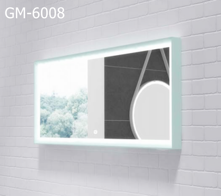 GM-6008 Hot Sale Waterproof Bathroom Wall mirror LED solid Surface Frame Mirror