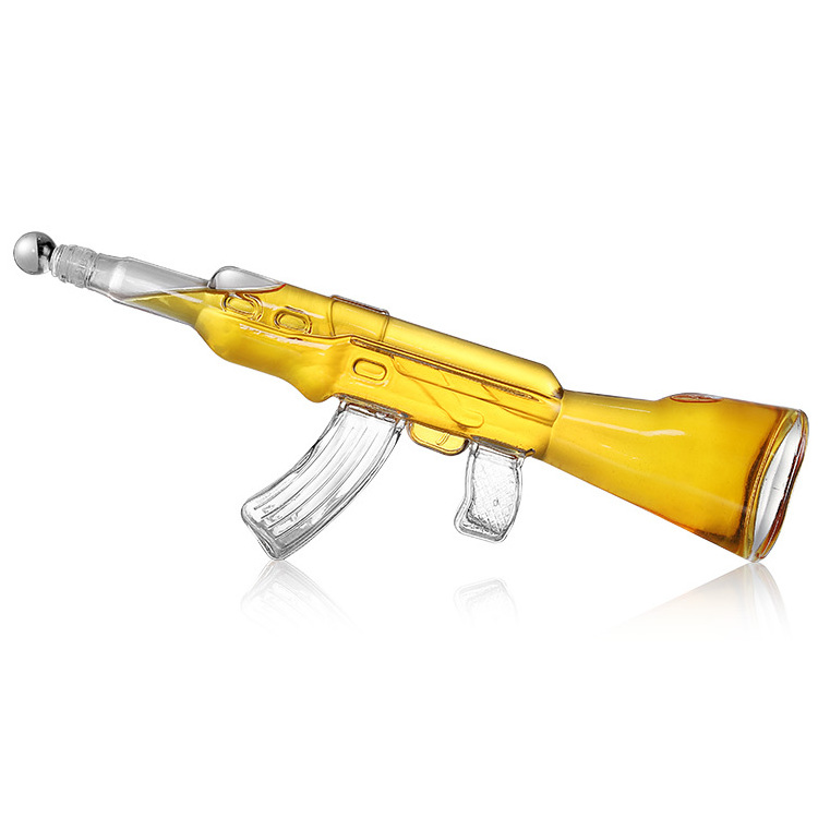 800ml AK47 rifle gun shaped glass decanter / unique gun shaped wine glass bottle