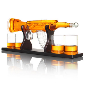 800ml AK47 rifle gun shaped glass decanter / unique gun shaped wine glass bottle