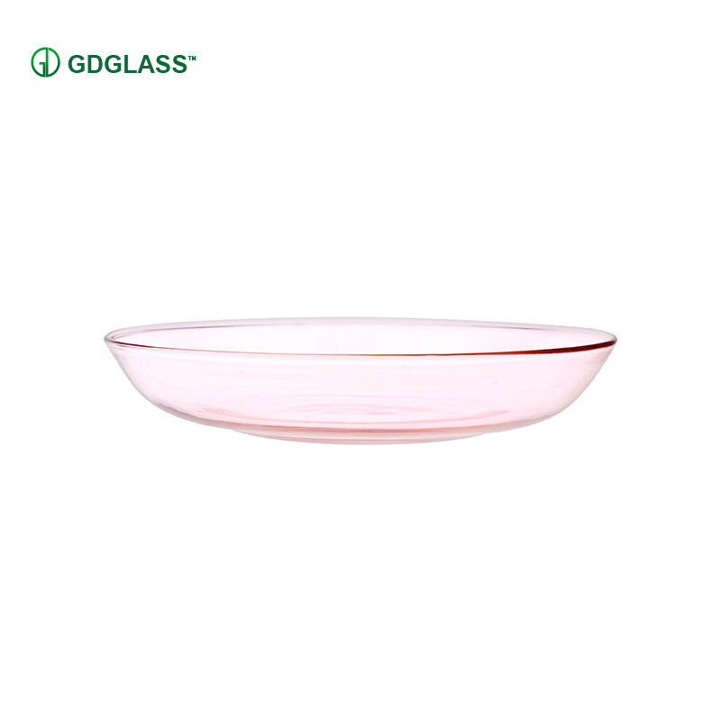 Clear glassware small round shape tempered glass dinner serving plate daily used kitchenware in home