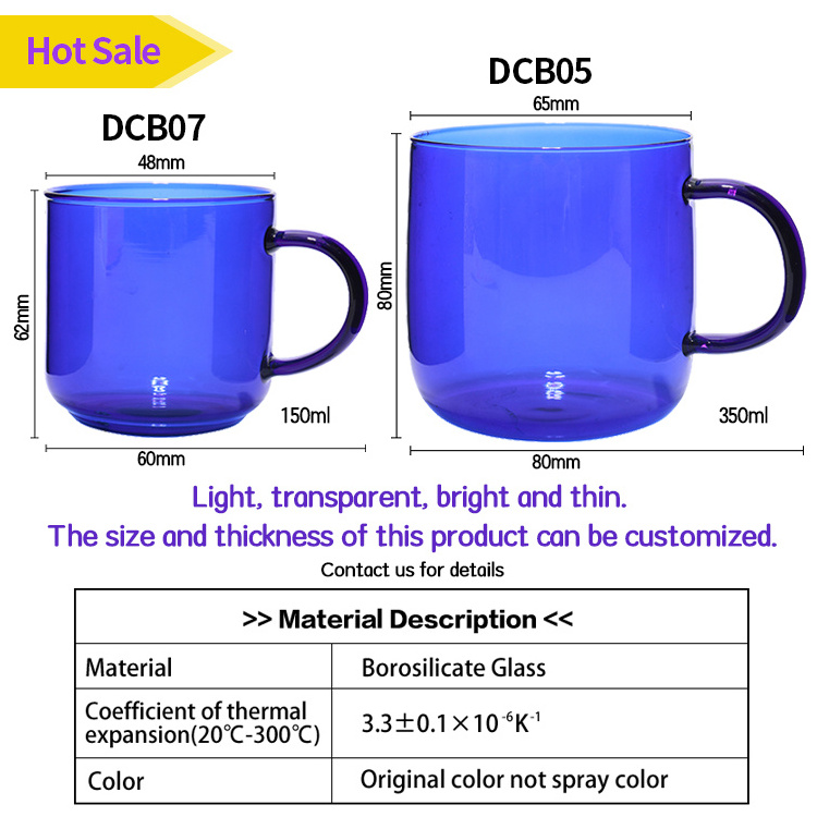 China Manufacturer Sell Colored drinking single wall glass cup mugs