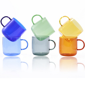 China Manufacturer Sell Colored drinking single wall glass cup mugs