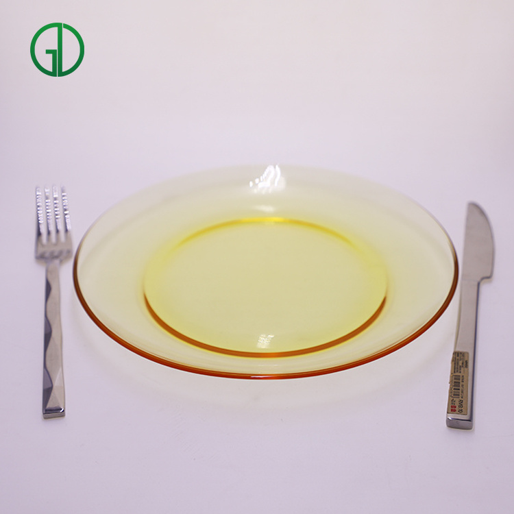 High quality amber glass dish plate heat resistant microwavable dinner plate