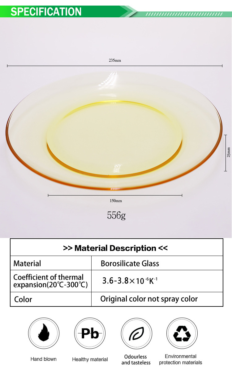 Wholesale High borosilicate Clear Glass Dinner Plates Sets & Clear Glass Charger 13 Inch Dinner Plate