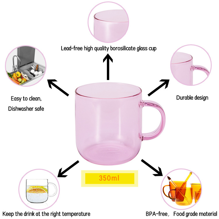 China Manufacturer Sell Colored drinking single wall glass cup mugs