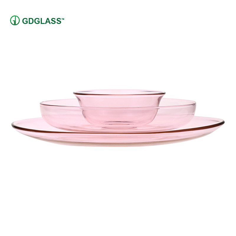 Clear glassware small round shape tempered glass dinner serving plate daily used kitchenware in home