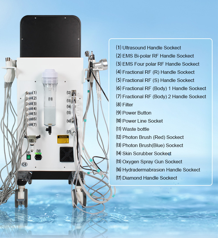 Anti Aging Fractional Rf Skin Tightening Ems Bio Rf Face Lift With Led Light Jet Peel Hydro Dermabrasion Machine Facial care