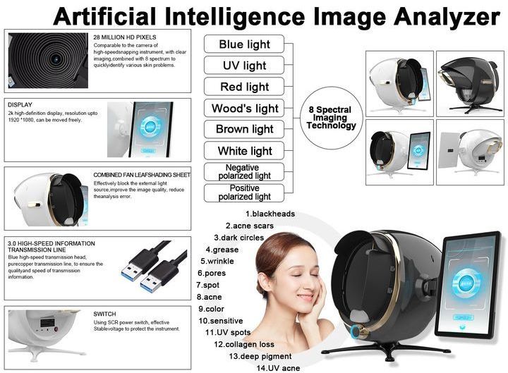 Professional 3d Facial Scanner Skin Analyzer Visia Machine Skin Analysis 24 million Pxiel Facial Analysis Machine