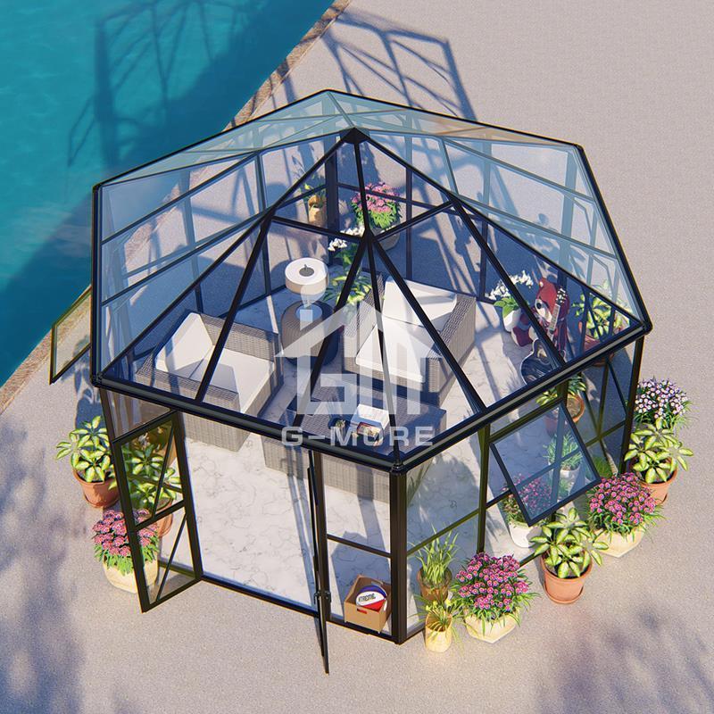 G-MORE ELEGANT GARDEN BUILDING HEXAGONAL SERIES GE603 ALL GLASS GREENHOUSE FOR OUTDOOR