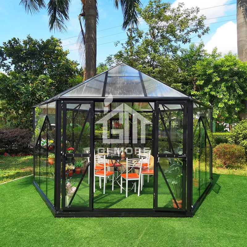 G-MORE ELEGANT GARDEN BUILDING HEXAGONAL SERIES GE603 ALL GLASS GREENHOUSE FOR OUTDOOR