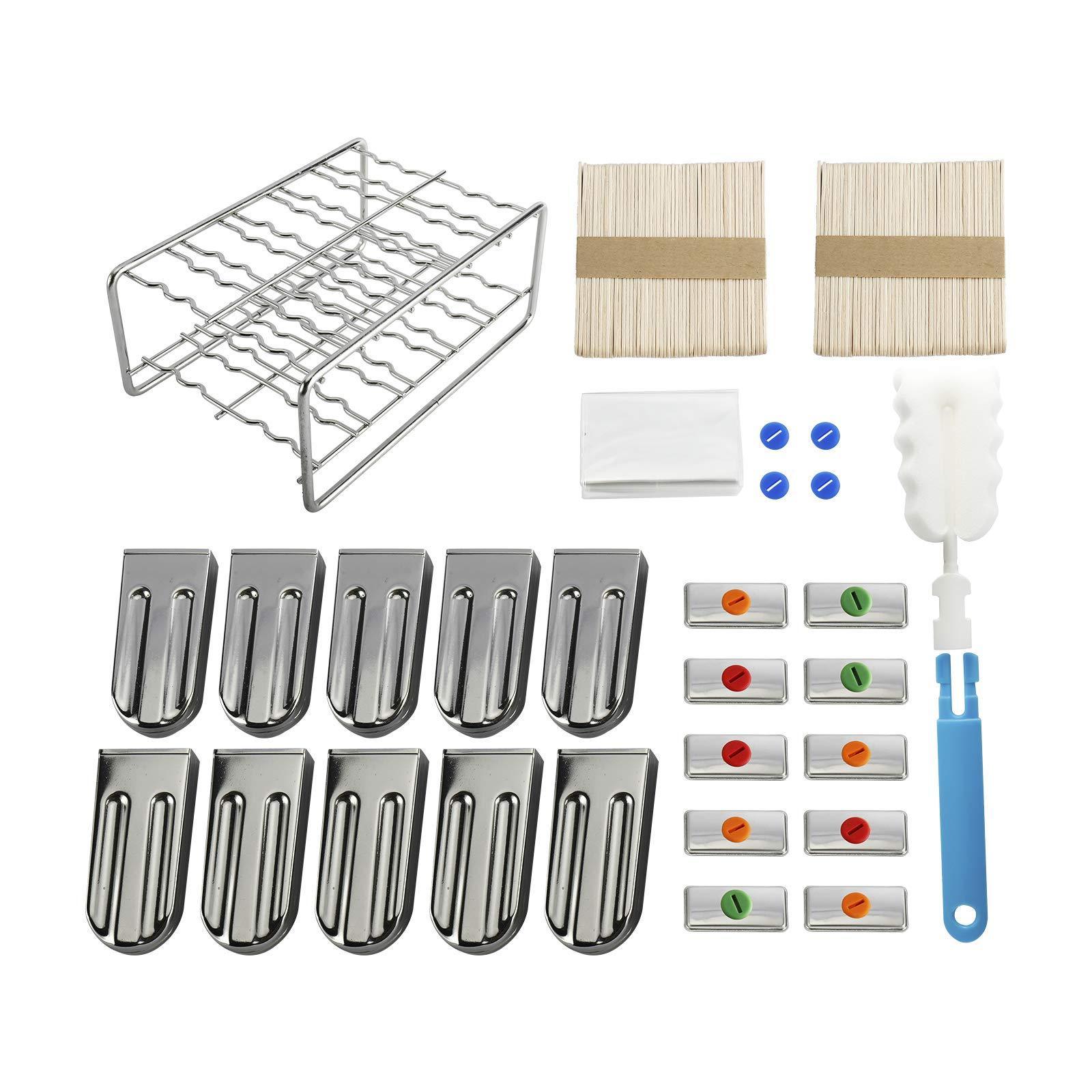 Wholesale Stainless Steel popsicle Molds Kit 10 Cavity Ice Pop Makers Mold with Rack & Sticks & Brush DIY Ice Cream Tools