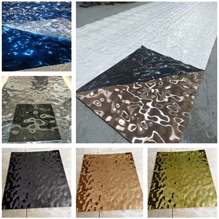 3d Wall Panel Pattern Mirrors Embossed Metal Water Ripple Decorative Stainless Steel Sheets