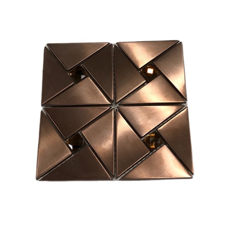 Modern home design copper color stainless steel metal mosaic tile for kitchen bathroom backsplash decoration