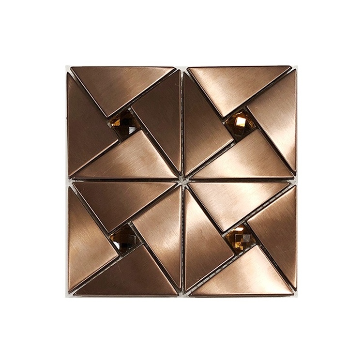 Modern home design copper color stainless steel metal mosaic tile for kitchen bathroom backsplash decoration