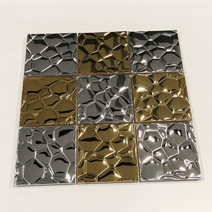 Double PVD sliver gold color coated mirror stamped stainless steel mosaic tile for sale