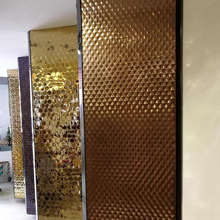 3d Wall Panel Pattern Mirrors Embossed Metal Water Ripple Decorative Stainless Steel Sheets