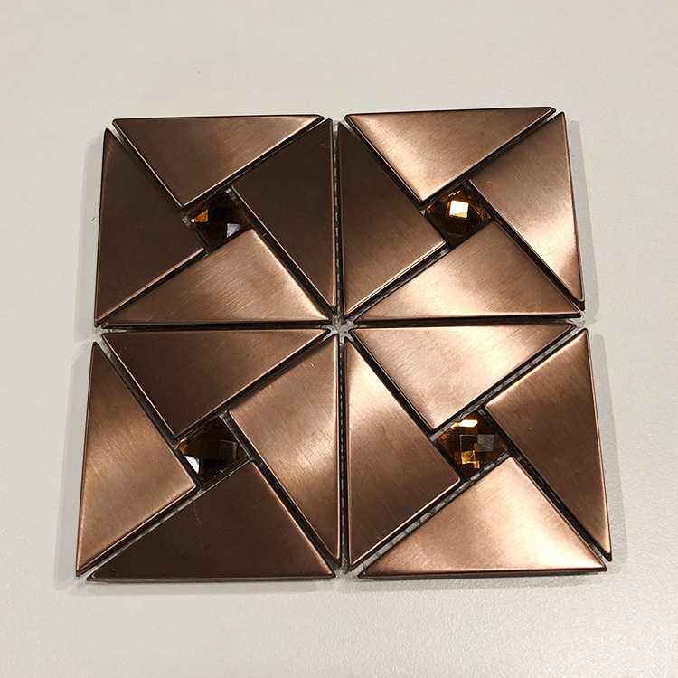 Modern home design copper color stainless steel metal mosaic tile for kitchen bathroom backsplash decoration