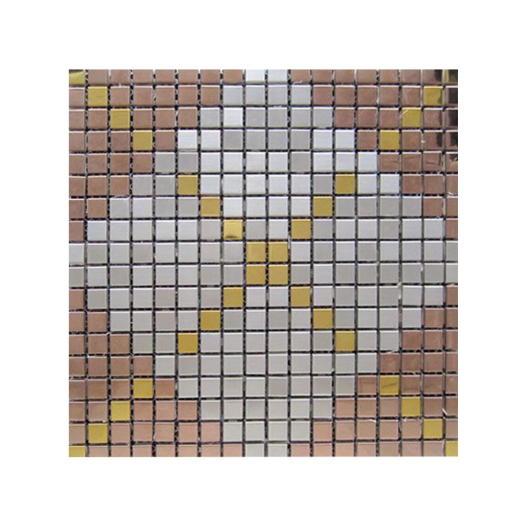 Double PVD sliver gold color coated mirror stamped stainless steel mosaic tile for sale