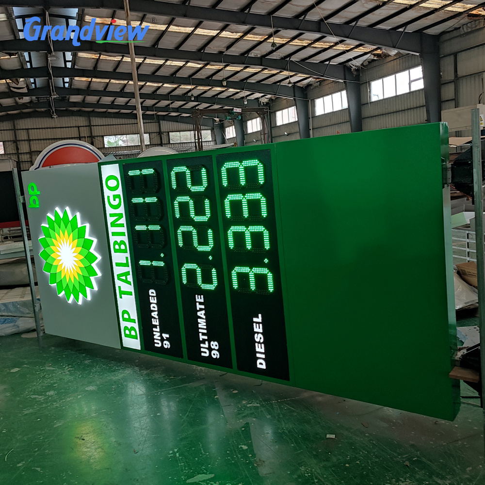 Petrol station led digital signage advertising pylon sign for price display