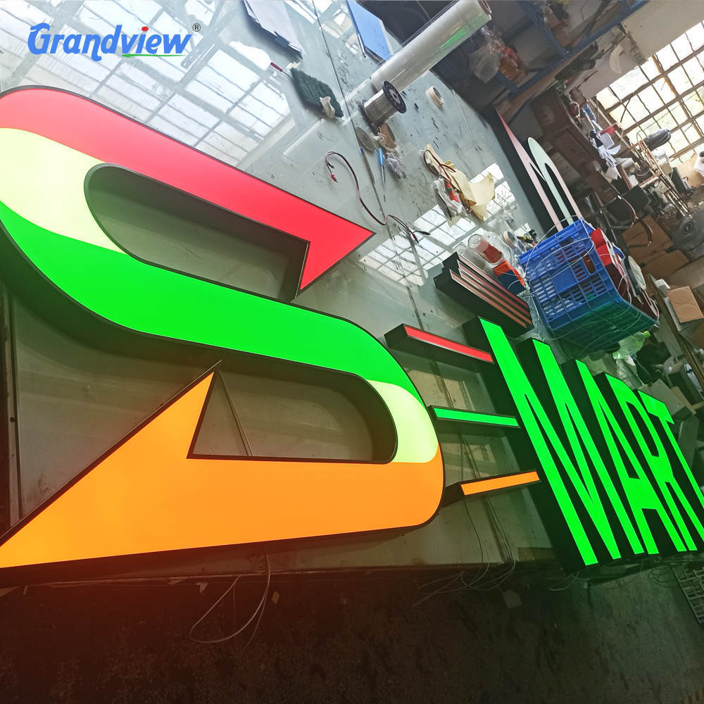 Guangzhou Grandview Manufacturer Custom Enseigne Lumineuse en 3D Outdoor Custom Light Sign for Building